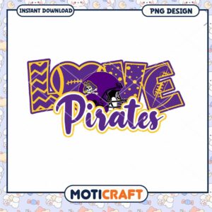 Love Pirates Football PNG Design Instant Download Art