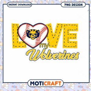 Love My Wolverines Baseball PNG Digital Download Art
