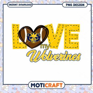 Love My Wolverines Heart PNG Design Downloadable Art