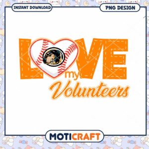 Love My Volunteers Baseball PNG Design Instant Download