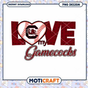 Love My Gamecocks Baseball PNG Design Instant Download