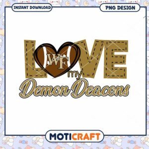 Love My Demon Deacons Football PNG Instant Download Art
