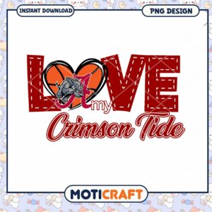 Love My Crimson Tide Basketball PNG Art Instant Download