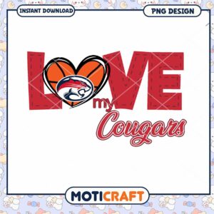 Love My Cougars Basketball Design Instant Download PNG