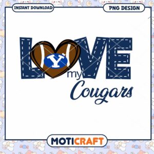 Love My Cougars Football PNG Design for Fans Download