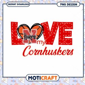 Love My Cornhuskers PNG Design for Instant Download