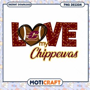 Love My Chippewas Football PNG Design Instant Download