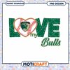 Love My Bulls Baseball Heart PNG Design Downloadable Art