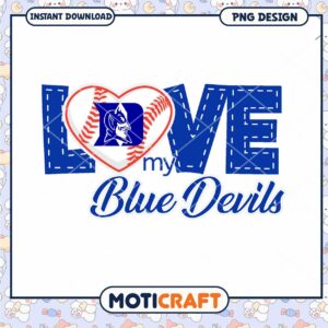 Love My Blue Devils Baseball PNG Instant Download Design