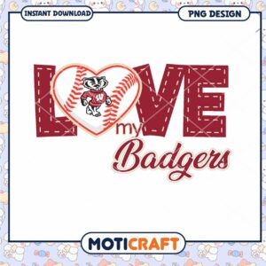 Love My Badgers Baseball PNG Instant Download Design