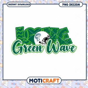 Love Green Wave Football Team PNG Design Instant Download
