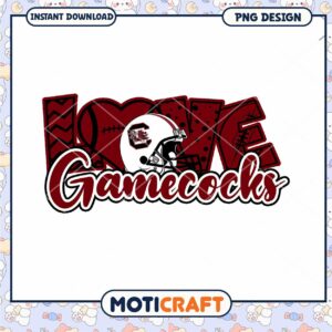 Love Gamecocks Football PNG Design for Instant Download