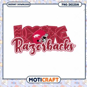 Love for Razorbacks Football PNG Design Instant Download