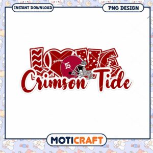 Love for Crimson Tide Football PNG Design Instant Download