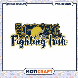 Love Fighting Irish Football PNG Instant Download Design