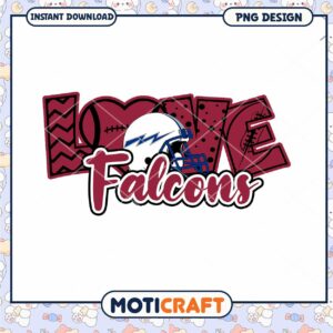 Love Falcons Football PNG Design for Instant Download