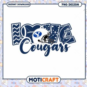 Love Cougars Football PNG Design Instant Download Art