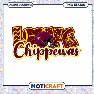 Love Chippewas Football PNG Downloadable Design Art