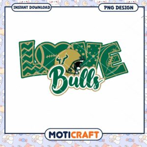 Love Bulls Football Helmet PNG Design Instant Download