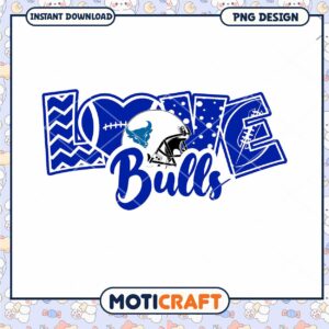 Love Bulls Football Team PNG Design for Instant Download
