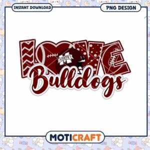Love Bulldogs PNG Design for Football Fans Downloadable