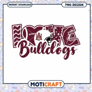 Love Bulldogs Football PNG Instant Download Graphic Design