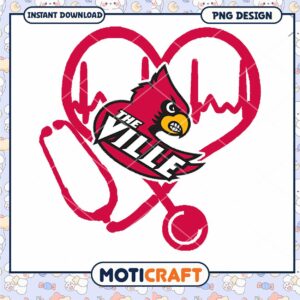 Louisville Cardinals Love Heart Stethoscope PNG Design