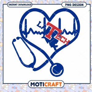 Louisiana Tech Heartbeat Stethoscope PNG Design Download