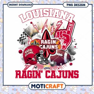Louisiana Ragin Cajuns Football PNG Instant Download Design