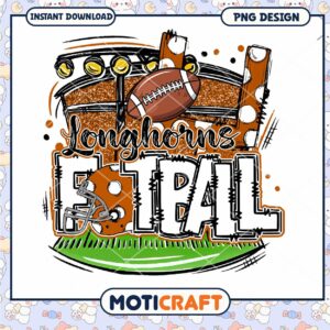 Longhorns Football PNG Design Instant Download File