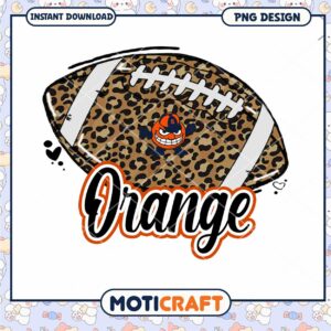 Leopard Print Orange Football PNG Design Instant Download