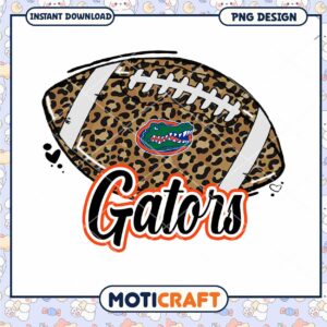 Leopard Print Gators Football PNG Instant Download Design