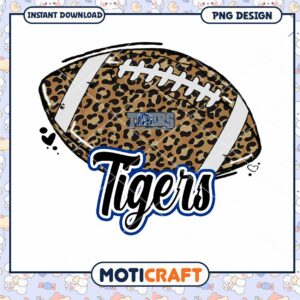 Leopard Print Football Tigers PNG Instant Download Design