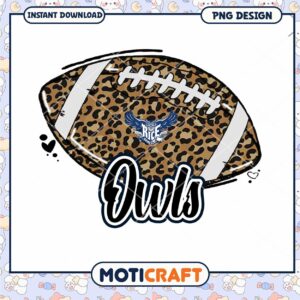 Leopard Print Football PNG Design for Owls Fans