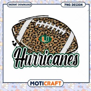 Leopard Print Football Miami Hurricanes PNG Design Download