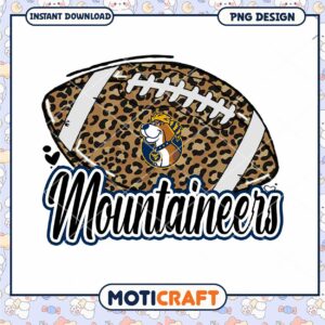 Leopard Print Football Mountaineers PNG Instant Download