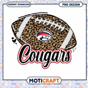 Leopard Print Football Design for Cougars Fans PNG файл