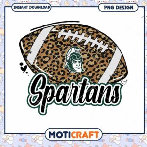 Leopard Print Football Design for Spartans Fans PNG