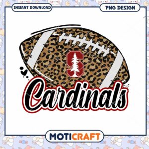 Leopard Print Football Design for Cardinals Fans PNG
