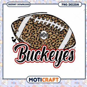 Leopard Print Football Buckeyes PNG Digital Download