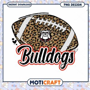 Leopard Print Bulldogs Football PNG Creative Design