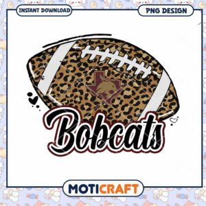Leopard Print Bobcats Football PNG Design Download
