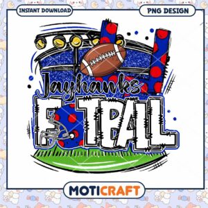 Jayhawks Football PNG Design Instant Download Art