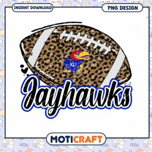 Jayhawks Football PNG Design with Leopard Print Style