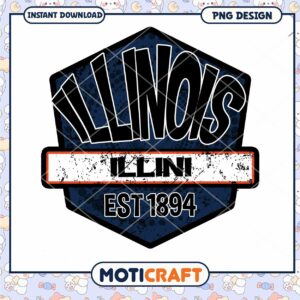 Illinois Illini Vintage Badge PNG Instant Download Art