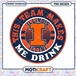 Illinois Team Drink Design PNG Instant Download Art
