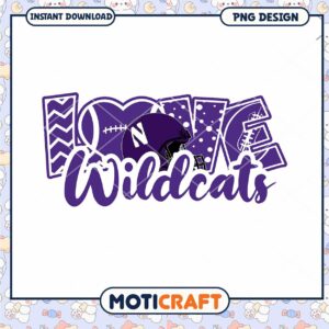 I Love Wildcats Football PNG Design for Fans and Crafts