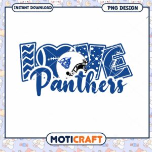 I Love Panthers Football PNG Design Instant Download Art