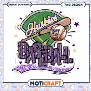 Huskies Baseball PNG Design for Instant Download Print