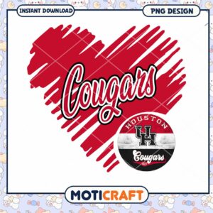 Houston Cougars Heart PNG Design Instant Download Art